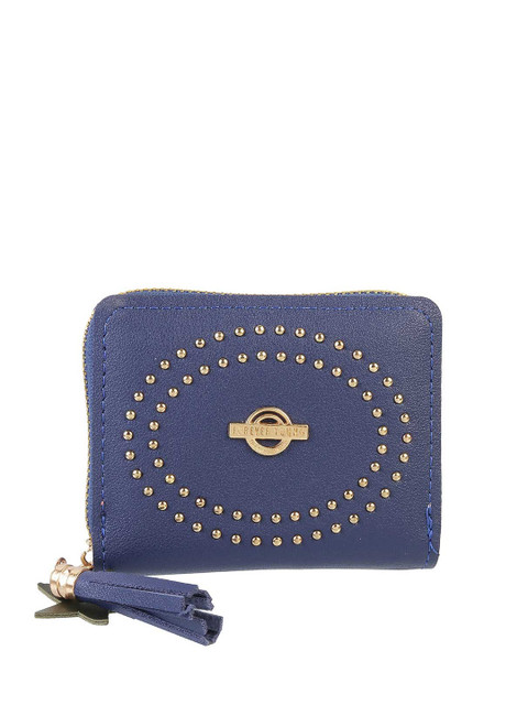 

WALKWAY Women Blue & Gold-Toned Embellished Purse Clutch