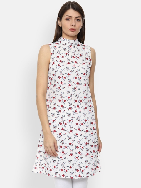

Van Heusen Woman Women White & Red Floral Printed Tunic