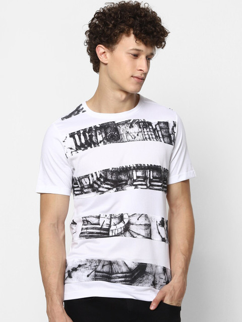 

MARCA Disati Men White Striped Pockets T-shirt