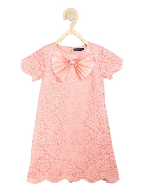 

Allen Solly Junior Girls Peach-Coloured Self Design A-Line Dress