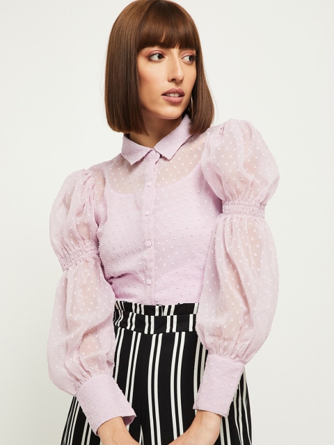 

max Mauve Shirt Style Top