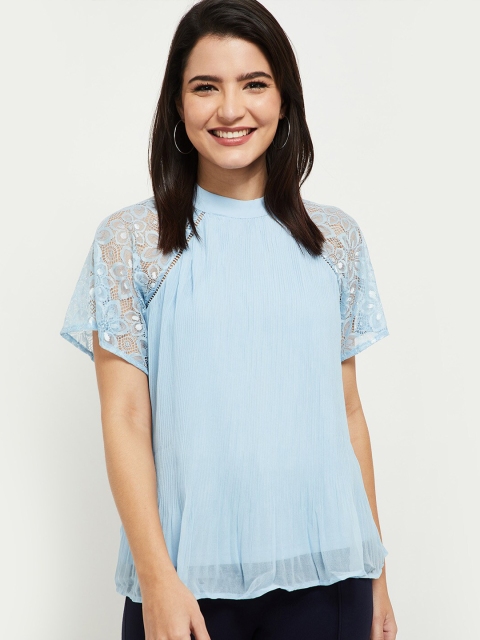 

max Blue Lace Inserts A-Line Top