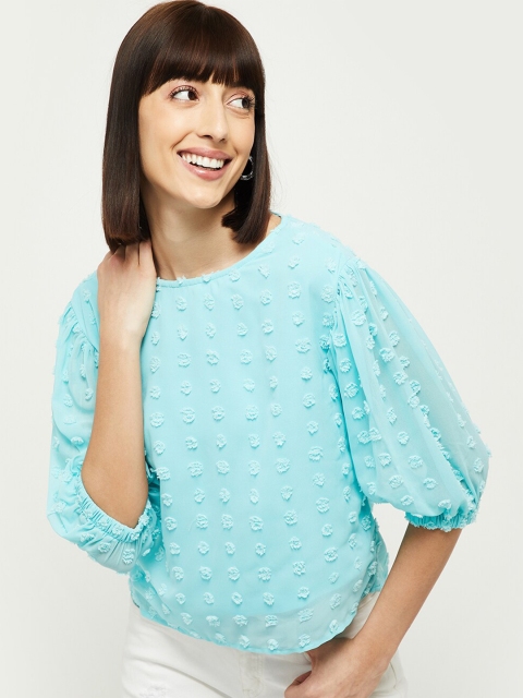 

max Blue Self Design Top