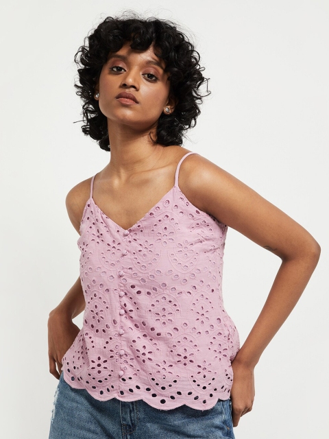 

max Purple Self Design A-Line Top