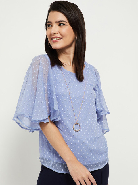 

max Purple Self Design A-Line Top