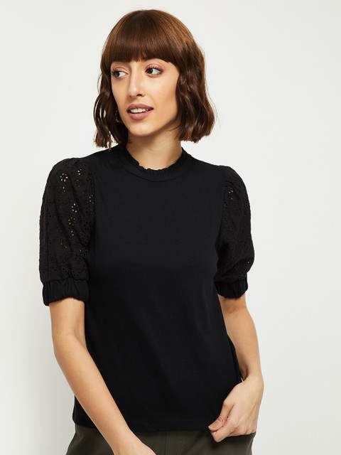 

max Black Solid Cotton Top