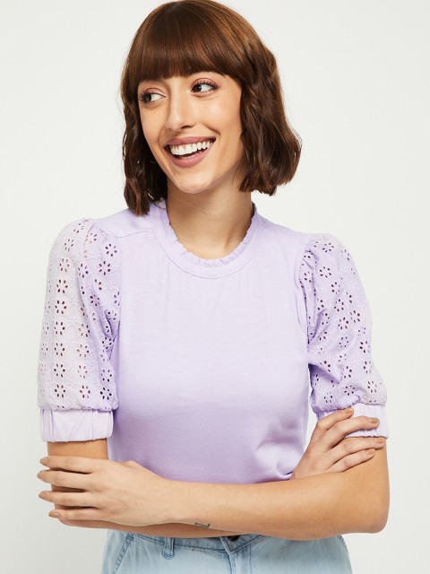 

max Purple Cotton Regular Top