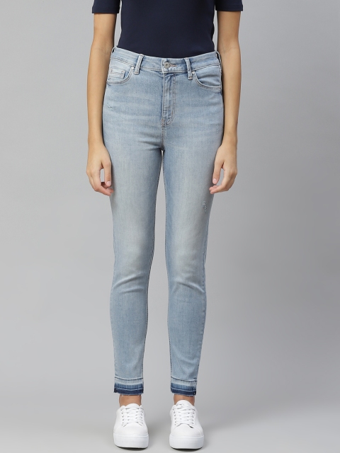 

Marks & Spencer Women Blue Skinny Fit Mildly Distressed Light Fade Stretchable Jeans