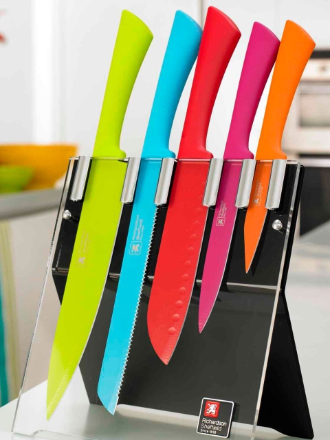 

Richardson Sheffield Set Of 5 Solid Stainless Steel Kitchen Knifes, Red