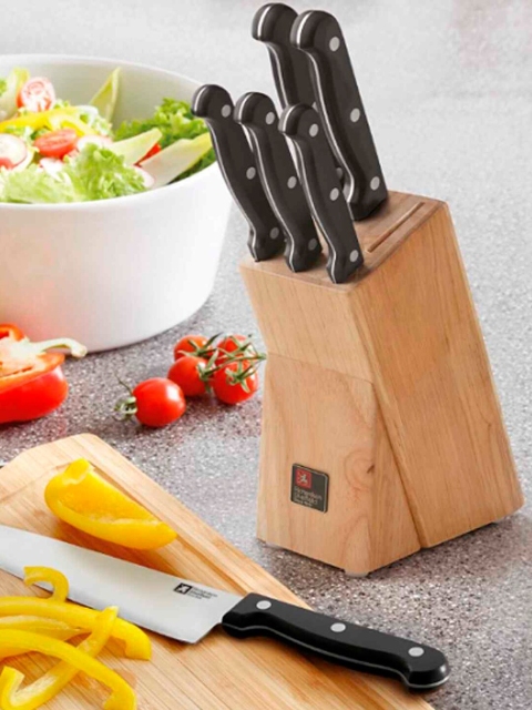 

Richardson Sheffield Set Of 6 Stainless Steel Knives With Wooden Block, Brown