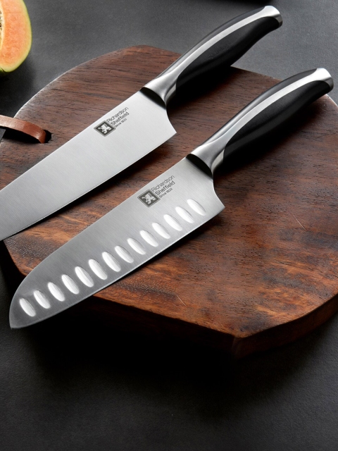 

Richardson Sheffield Set Of 2 Silver-Toned & Black Solid Stainless Steel Knives