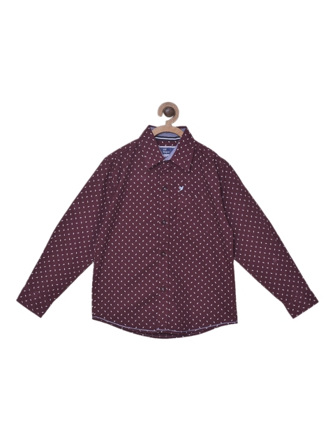 

612 league Boys Maroon Opaque Printed Casual Shirt
