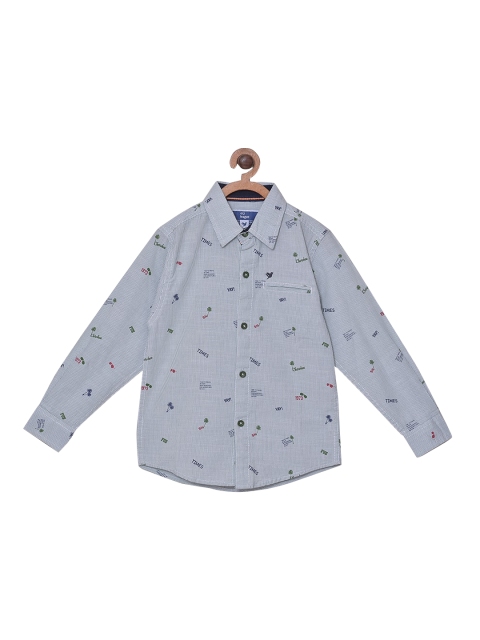 

612 league Boys Grey Cotton Printed Casual Shirt