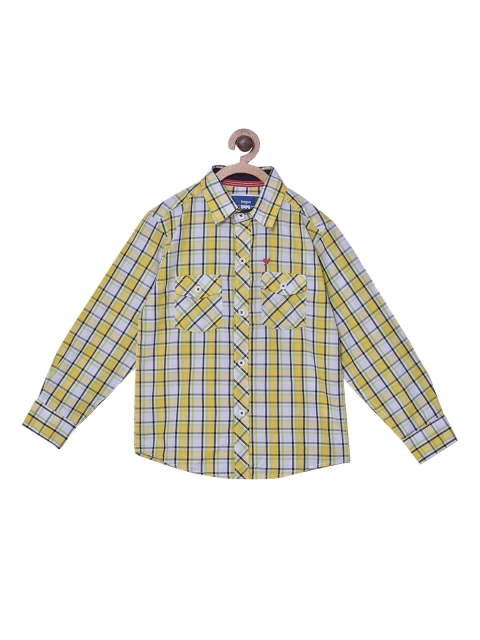 

612 league Boys Yellow Buffalo Checked Casual Shirt
