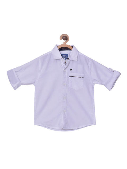 

612 league Boys White Opaque Casual Shirt