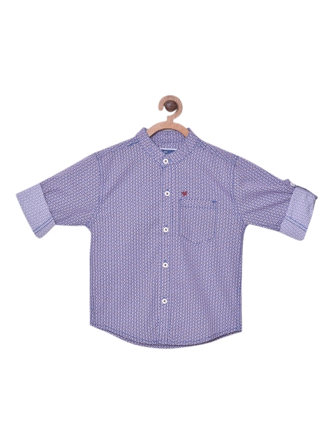 

612 league Boys Blue Floral Micro Ditsy Printed Casual Shirt