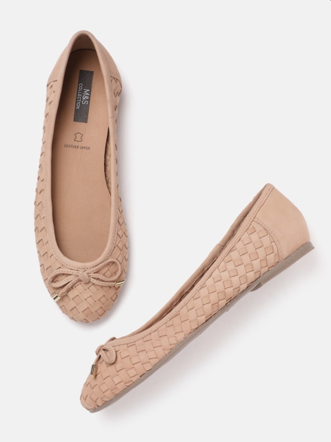 

Marks & Spencer Women Dusty Pink Basket Weave Ballerinas with Bow