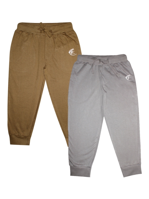 

KiddoPanti Kids Pack Of 2 Solid Pure Cotton Joggers, Olive
