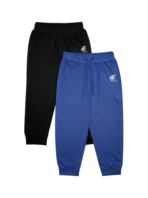 

KiddoPanti Kids Pack Of 2 Solid Pure Cotton Single Jersey Joggers, Black