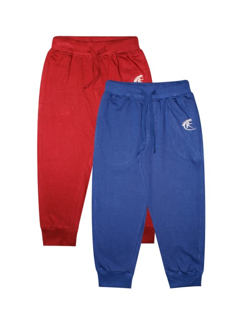 

KiddoPanti Kids Pack Of 2 Solid Pure Cotton Joggers, Blue