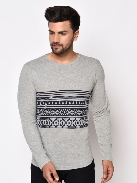 

Rigo Men Grey Typography Printed Pockets Slim Fit T-shirt