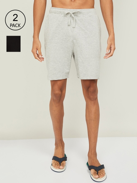 

Fame Forever by Lifestyle Men Black & Grey Melange Pack of 2 Lounge Shorts