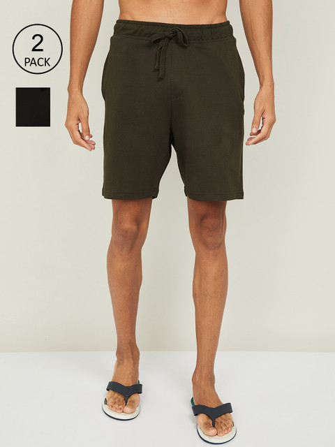 

Fame Forever by Lifestyle Men Black & Olive Green Pack of 2 Lounge Shorts