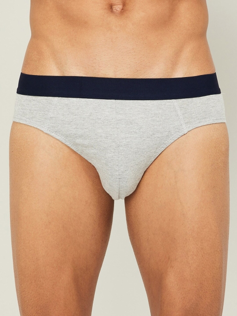 

Fame Forever by Lifestyle Men Grey Melange & Black Solid Cotton Basic Briefs