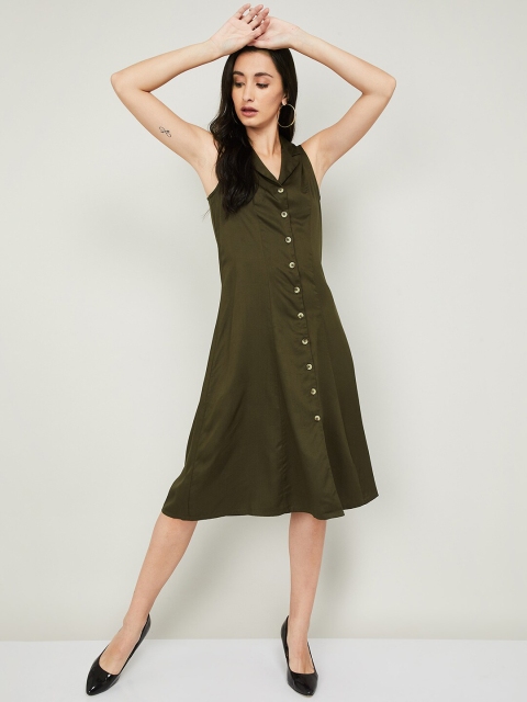 

CODE by Lifestyle Olive Green A-Line Midi Dress