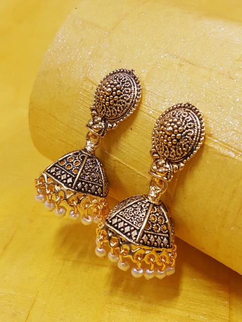 

OOMPH Gold-Toned Dome Shaped Jhumkas Earrings