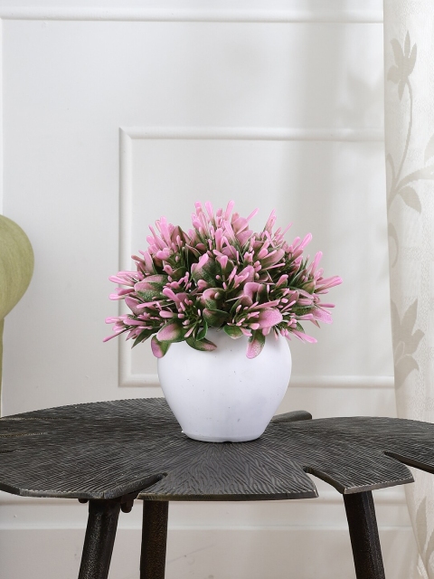 

FOLIYAJ Pink & White Artificial Plant With Oar Shaped Leaves With Pot