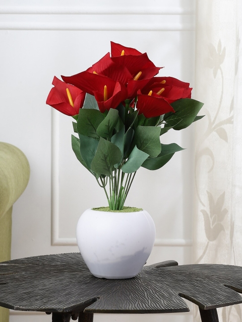 

FOLIYAJ Green & Red Artificial Anthurium With Pot