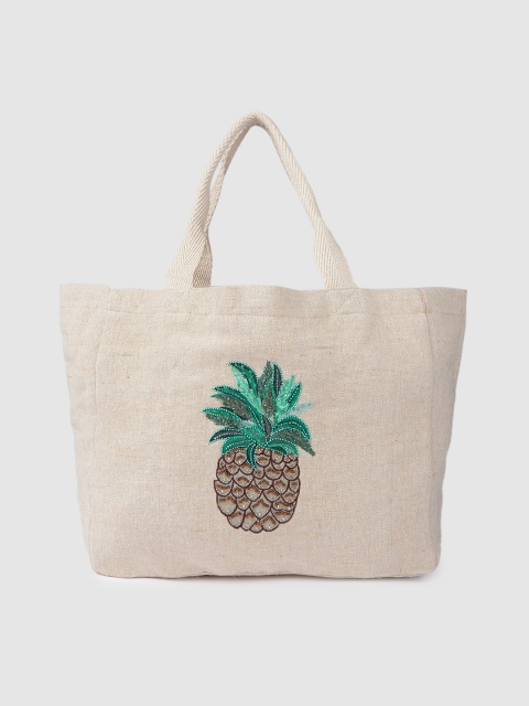 

Accessorize Off White Embellished Shopper Tote Bag