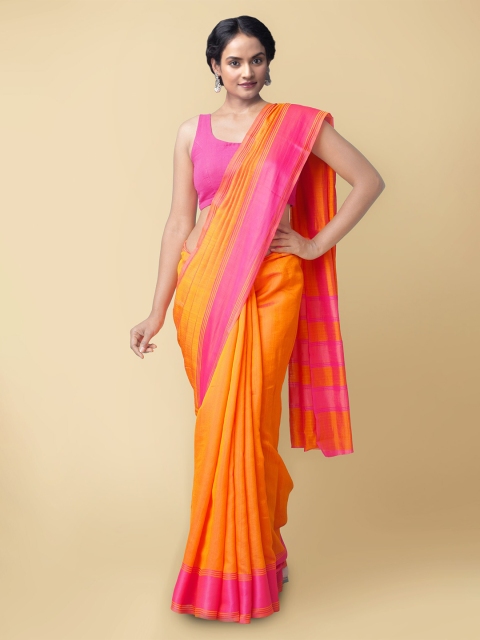 

Unnati Silks Women Orange & Pink Fancy Art Silk Saree