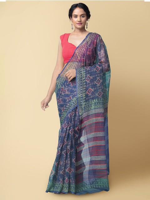 

Unnati Silks Women Blue & Green Pure Preet Napthol Kota Cotton Saree
