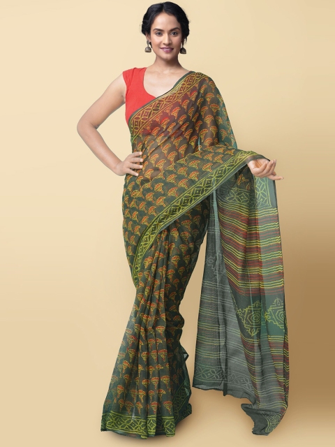 

Unnati Silks Women Green & Red Pure Preet Napthol Kota Cotton Saree