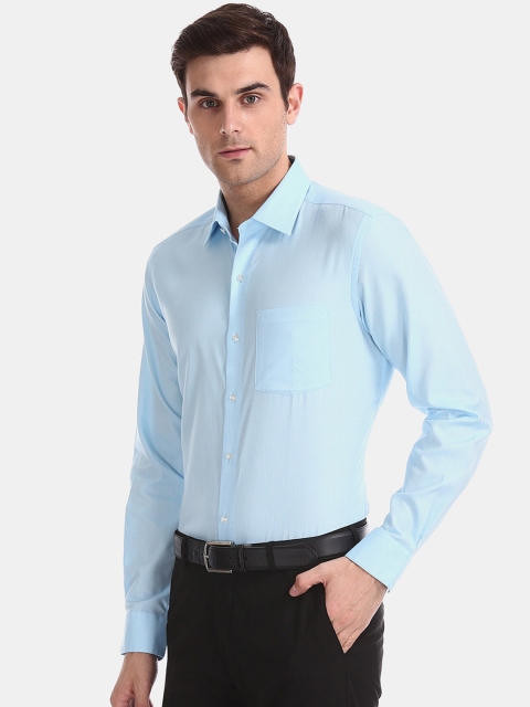 

Arrow Men Turquoise Blue Slim Fit Opaque Pure Cotton Patterned Casual Shirt