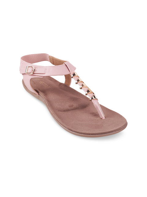 

Metro Women Pink Embellished T-Strap Flats