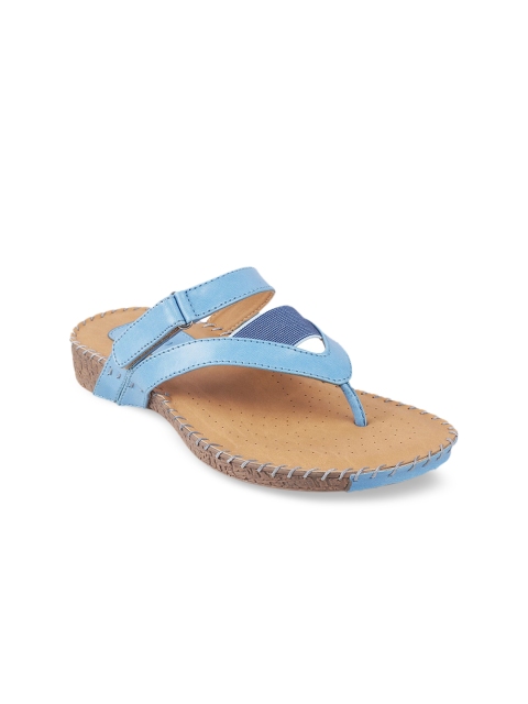 

Metro Women Blue T-Strap Flats with Buckles