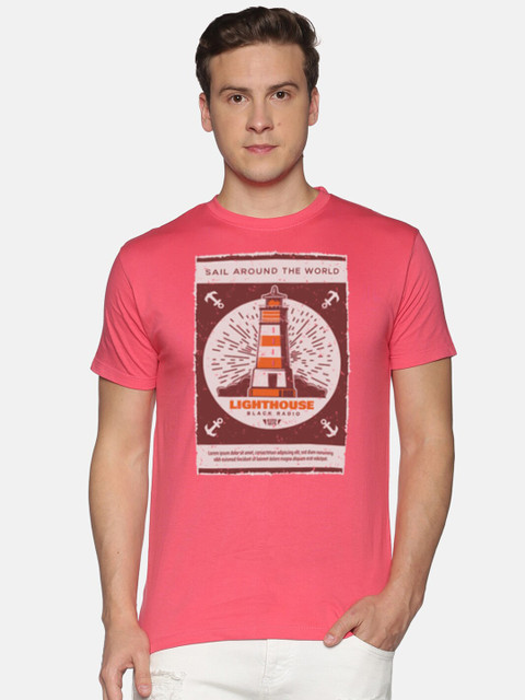 

MASH UNLIMITED Men Pink Graphic Printed Slim Fit T-shirt