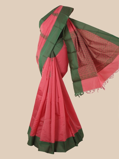 

Pothys Pink & Green Ethnic Motifs Silk Cotton Kovai Saree