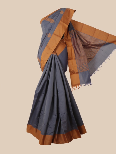 

Pothys Grey & Rust Woven Design Silk Cotton Kovai Saree