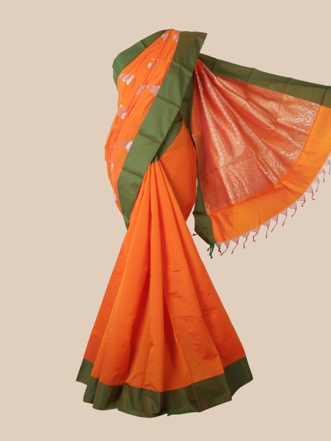 

Pothys Orange & Green Ethnic Motifs Silk Cotton Kovai Saree