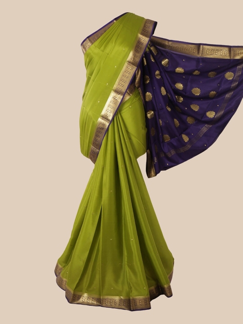 

Pothys Green & Navy Blue Pure Silk Mysore Silk Saree