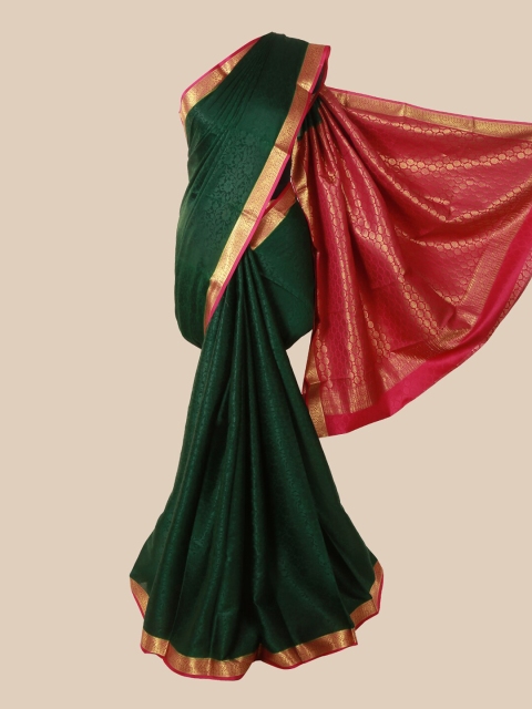 

Pothys Green & Fuchsia Woven Design Pure Silk Mysore Silk Saree