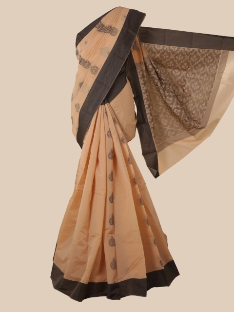 

Pothys Cream-Coloured & Black Ethnic Motifs Silk Cotton Kovai Saree