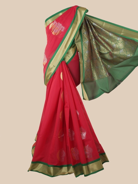 

Pothys Pink & Green Ethnic Motifs Silk Cotton Kovai Saree