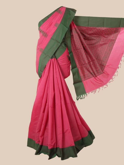 

Pothys Pink & Green Woven Design Silk Cotton Kovai Saree