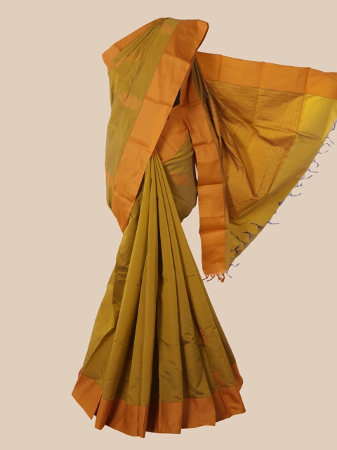 

Pothys Mustard & Tan Woven Design Silk Cotton Kovai Saree