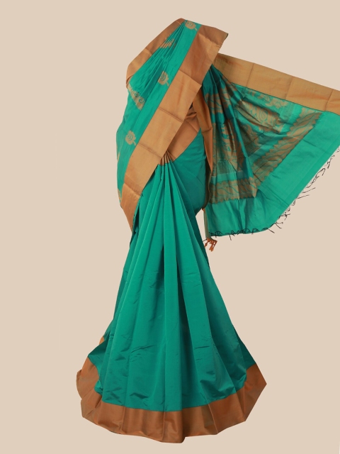 

Pothys Sea Green & Beige Ethnic Motifs Silk Cotton Kovai Saree